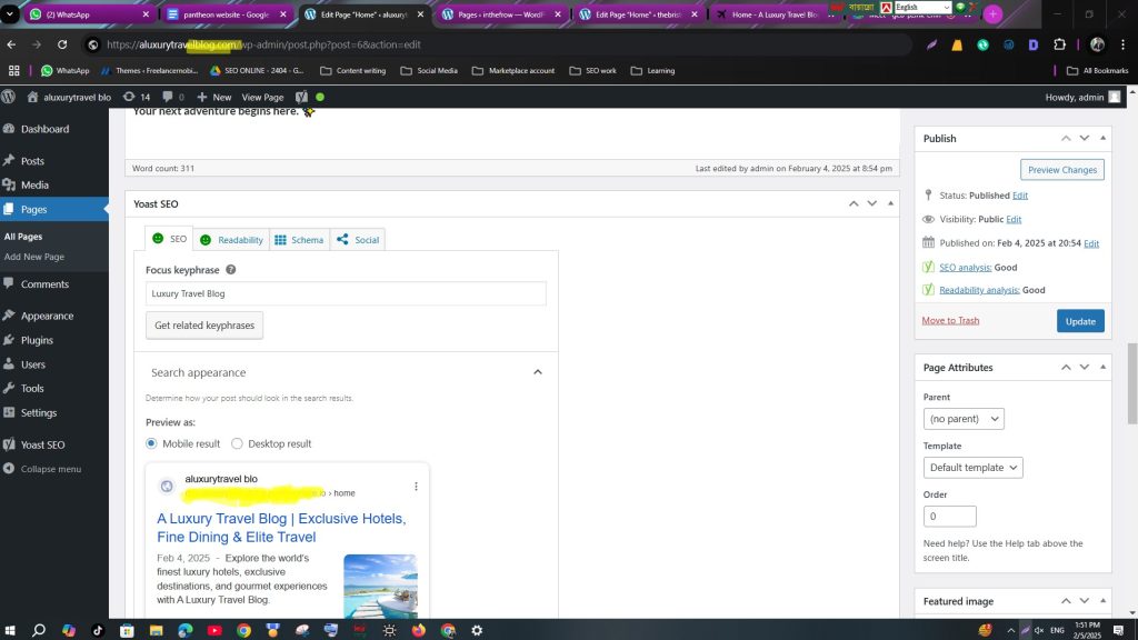 On Page SEO Optimisition for inthefrow